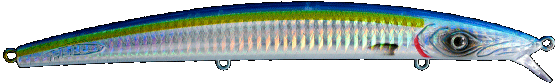 Jerkbait Fishus Long Espetron Minnow 185 mm color Blue Back