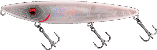 Señuelo topwater Fishus Espetit Goliath 210 color white n'flash, vista lateral