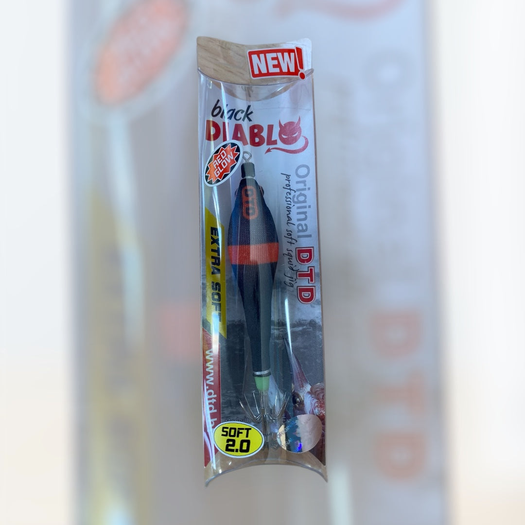 Señuelo DTD Black Diablo Soft 2.0 – Señuelo para Calamar (Extra Soft Glow Red)