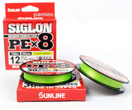 Línea trenzada PE X8 Sunline Siglon 300m verde claro con 8 hebras para spinning