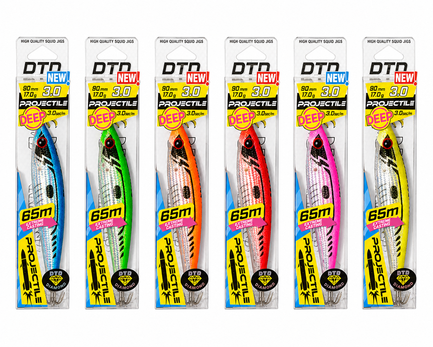Jibionera DTD Projectile Diamond Glavoc 3.0 90mm 17g vista frontal eging calamar