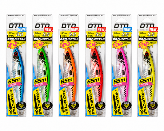 Jibionera DTD Projectile Diamond Glavoc 3.0 90mm 17g vista frontal eging calamar