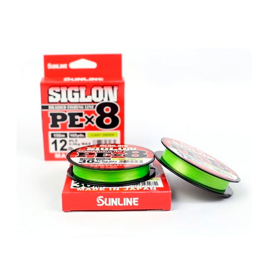 Línea trenzada PE X8 Sunline Siglon 200 m color verde claro para surfcasting y spinning