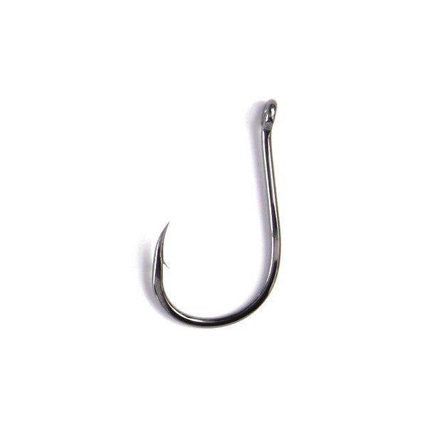 Detalle anzuelo Chinu Laser con anilla y curvatura pico de loro para pesca a fondo