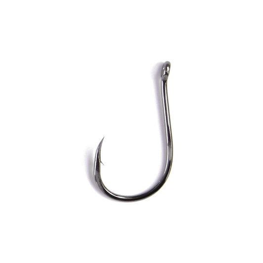 Detalle anzuelo Chinu Laser con anilla y curvatura pico de loro para pesca a fondo