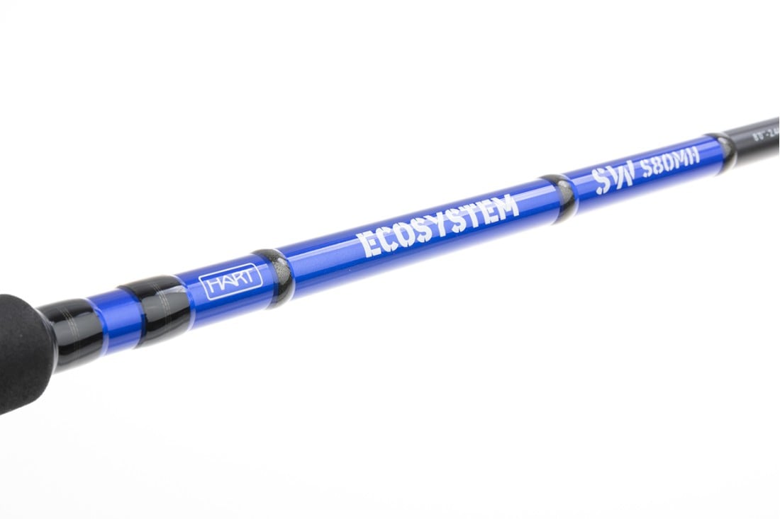 Detalle de empuñadura y carrete caña Hart Ecosystem Saltwater 80MH