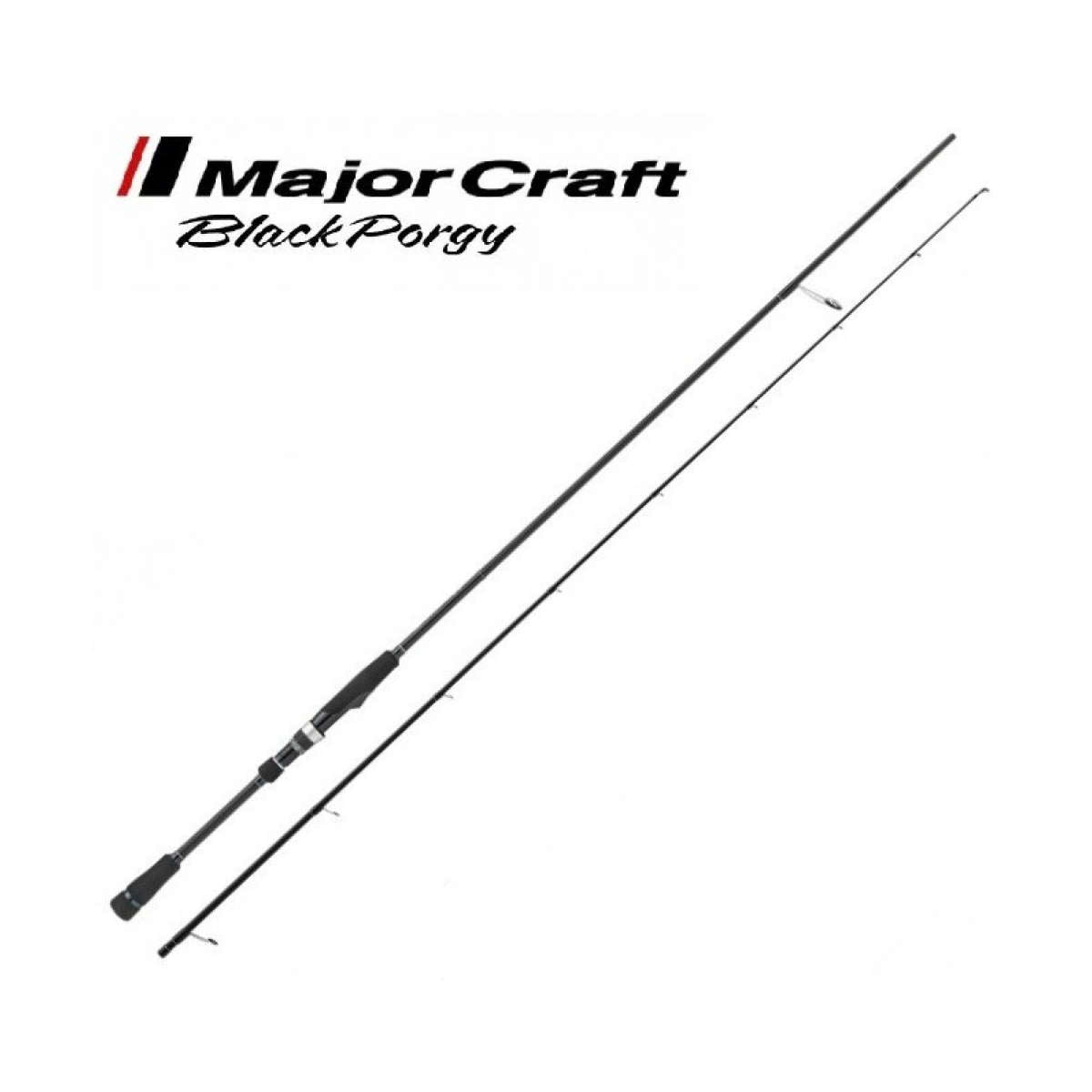 Caña Major Craft Black Porgy 1G con señuelos, acción de pesca en espigones y rompientes