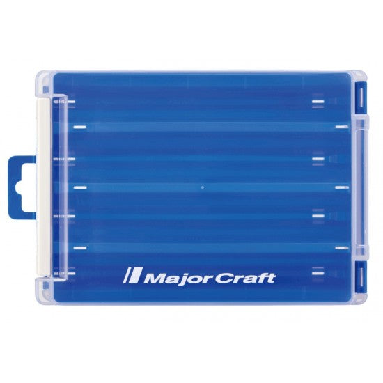 Caja Tackle Case Major Craft Clear Blue reversible para egis y minnows 180mm