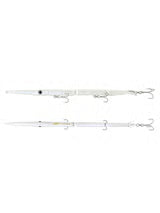 Señuelo Jack Fin Stylo Jointed 255 33g articulado color blanco con vientre glow