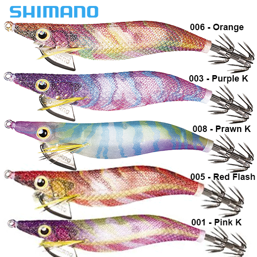 Carta de colores Shimano Sephia Clinch Flash Boost 3.5, incluidos Pink K 001 y Prawn K 008